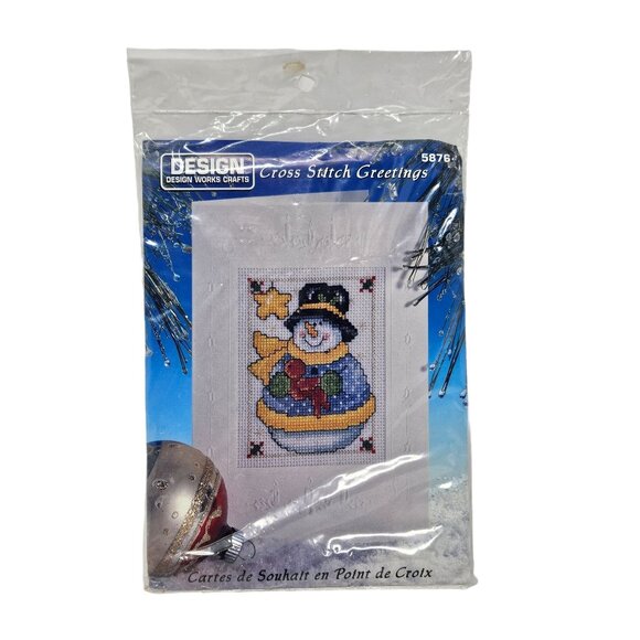 Snowman Cross Stitch Greetings Christmas Holiday Hobby Design Works Crafts 5876 - Picture 1 of 8